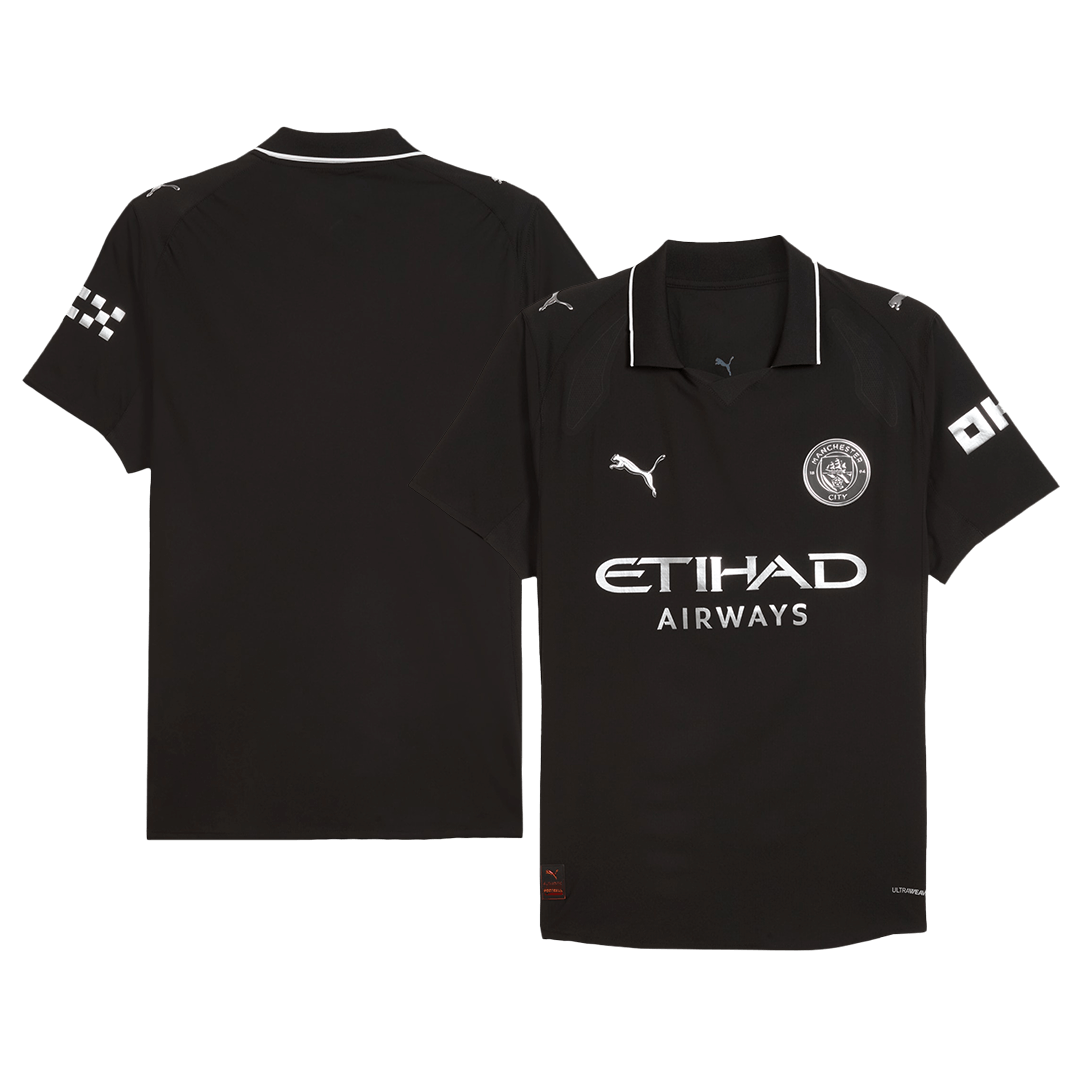 Játékos Manchester City Idegenbeli Soccer Mez 2025/26 Fekete