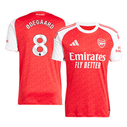 ØDEGAARD #8 Arsenal Otthoni Soccer Mez 2025/26 Piros
