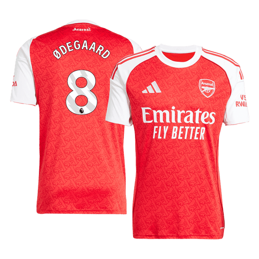 ØDEGAARD #8 Arsenal Otthoni Soccer Mez 2025/26 Piros