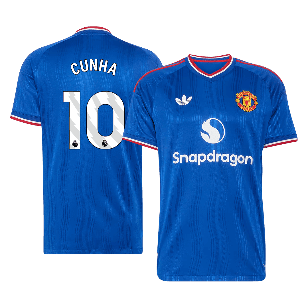 CUNHA #10 Manchester United Játékos Verzió Idegenbeli Mez 2026/27 Kék