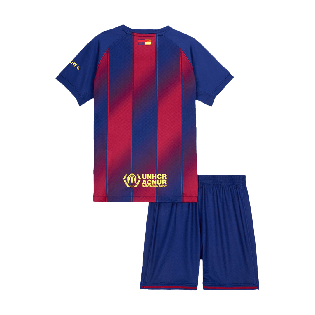 Kid's Barcelona Hazai Soccer Mez Készlet(Mez+Rövidnadrág) 2025/26 Piros&Kék