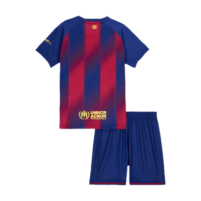 Kid's Barcelona Hazai Soccer Mez Készlet(Mez+Rövidnadrág) 2025/26 Piros&Kék