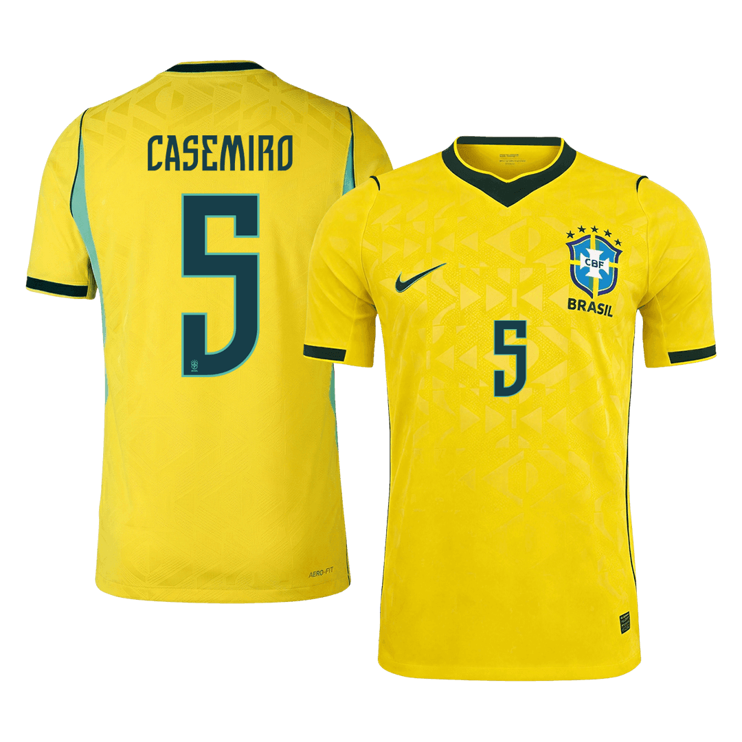 CASEMIRO #5 Brazília Játékos Verzió Hazai Mez Világbajnoki 2026 Sárga