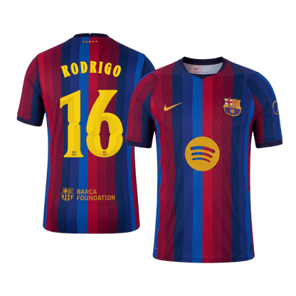 RODRIGO #16 Barcelona Játékos Verzió Hazai Mez 2026/27 Piros & Kék - UCL