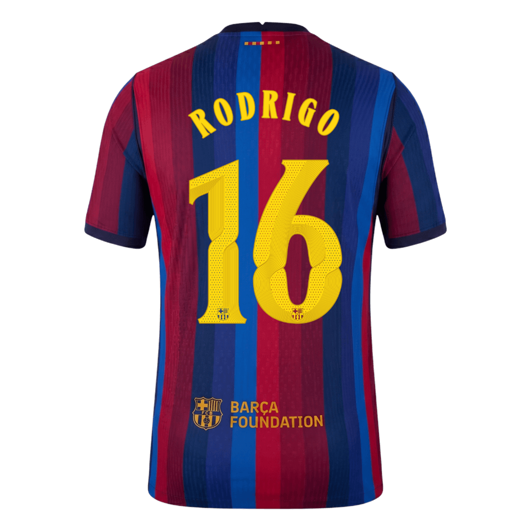 RODRIGO #16 Barcelona Játékos Verzió Hazai Mez 2026/27 Piros & Kék - UCL