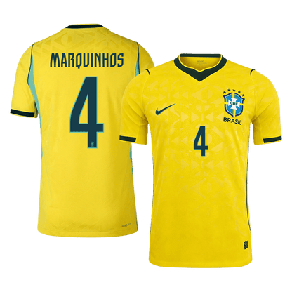MARQUINHOS #4 Brazília Játékos Verzió Hazai Mez Világbajnoki 2026 Sárga