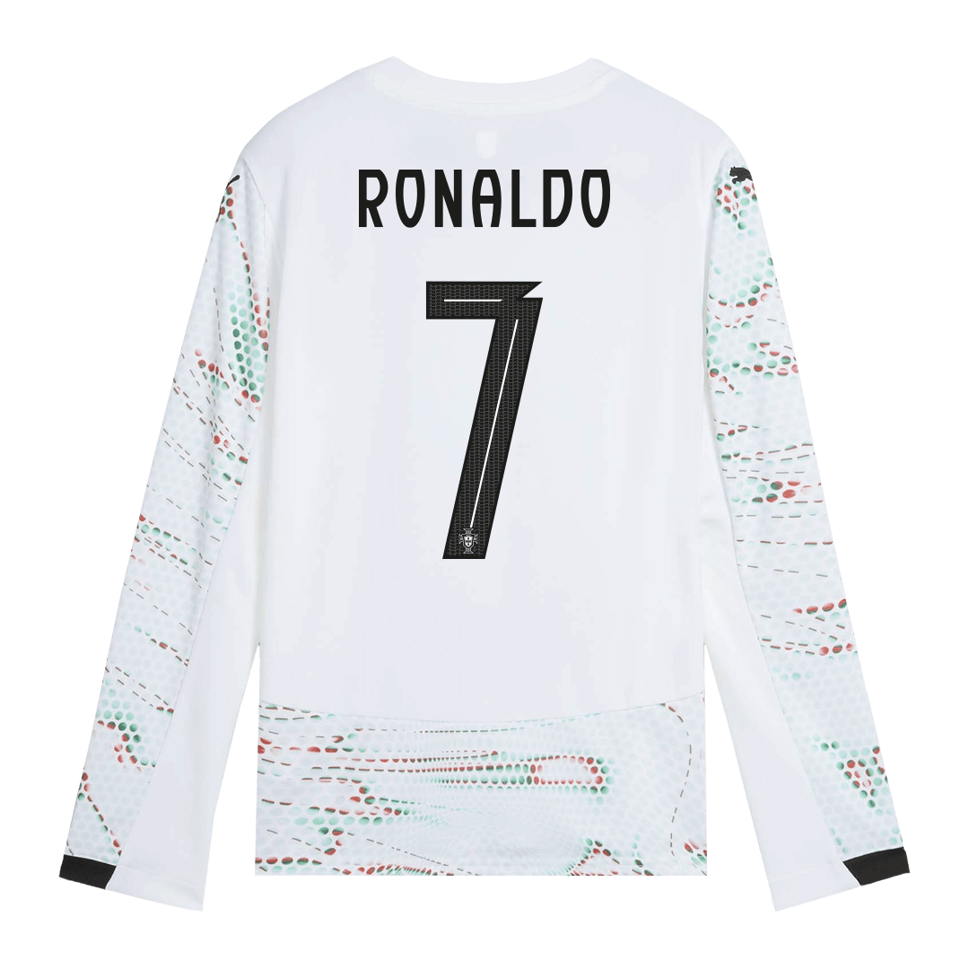 RONALDO #7 Portugália Idegenbeli Hosszú Ujjú Mez 2025- Fehér