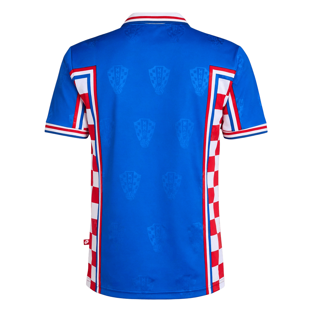 Horvátország Idegenbeli Retro Futball Mez 1998 Kék