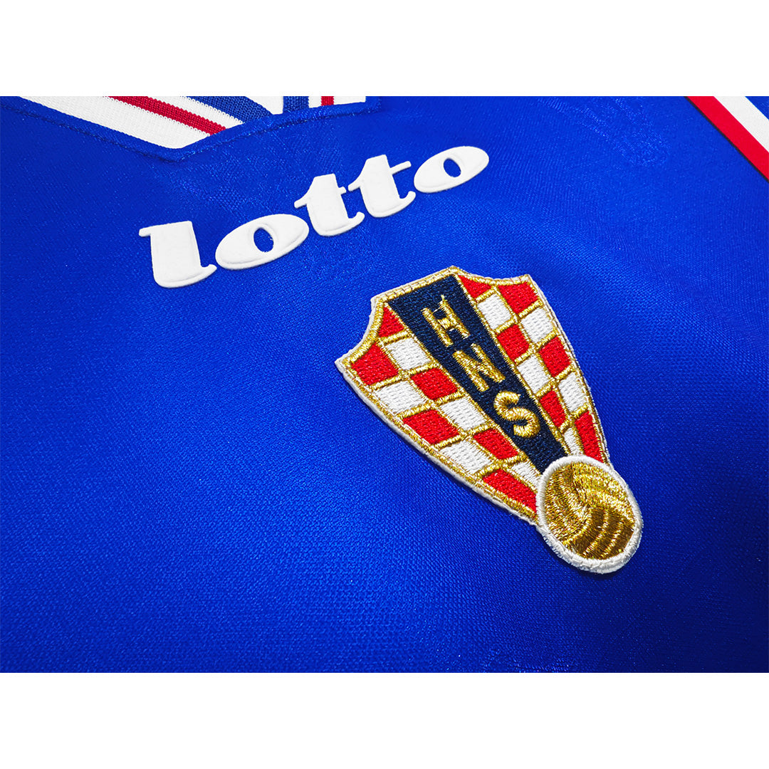 Horvátország Idegenbeli Retro Futball Mez 1998 Kék