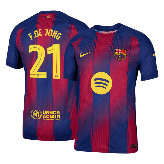 F.DE JONG #21 Játékos Barcelona Otthon Soccer Mez 2025/26 Piros&Kék - UCL