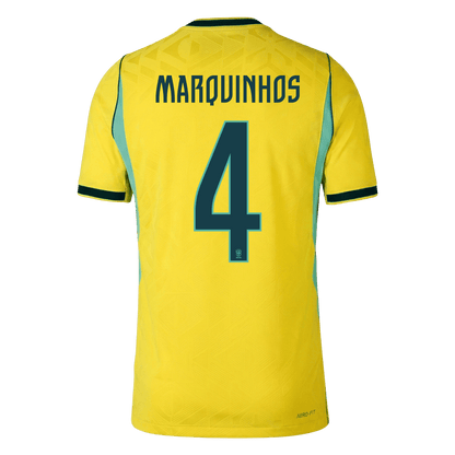 MARQUINHOS #4 Brazília Játékos Verzió Hazai Mez Világbajnoki 2026 Sárga