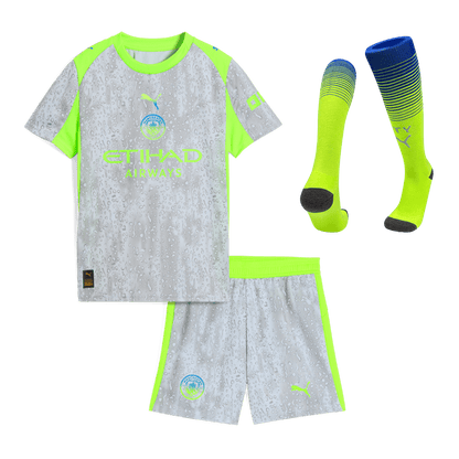 Manchester City Gyerek Harmadik Készlet(Mez+Nadrág+Zokni) 2025/26 Szürke