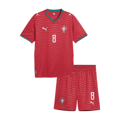 Portugália B. FERNANDES #8 Gyerek Hazai Világbajnokság Mez Készlet(Mez+Nadrág) 2026 Piros