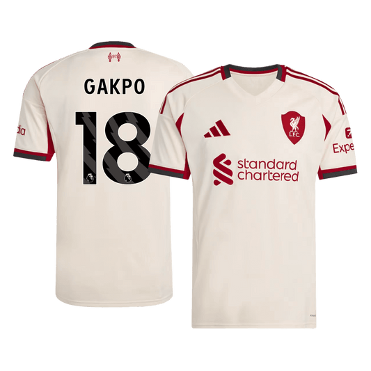 GAKPO #18 Liverpool Idegenbeli Mez 2025/26 Fehér