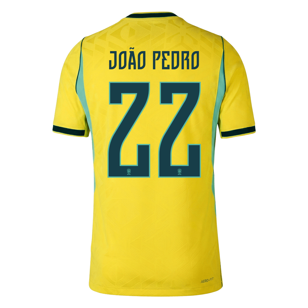 JOÃO PEDRO #22 Brazília Játékos Verzió Hazai Mez Világbajnoki 2026 Sárga