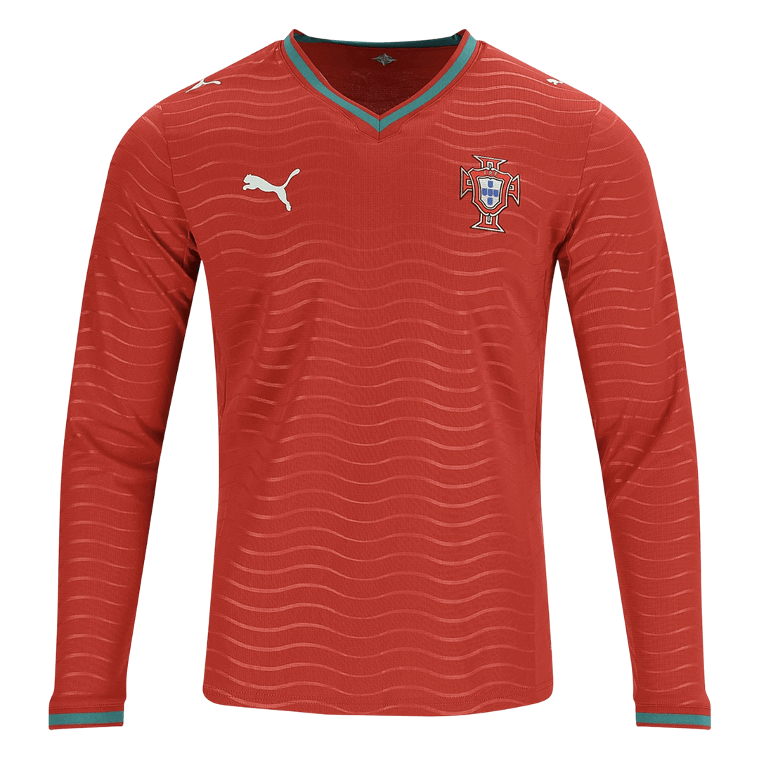Portugal Hazai Hosszú Ujjú Játékos Mez 2026 Piros