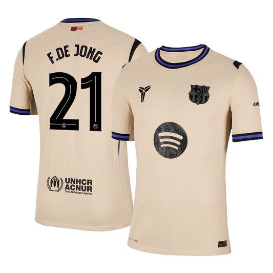 F.DE JONG #21 Játékos Barcelona Idegenbeli Soccer Mez 2025/26 Sárga - UCL