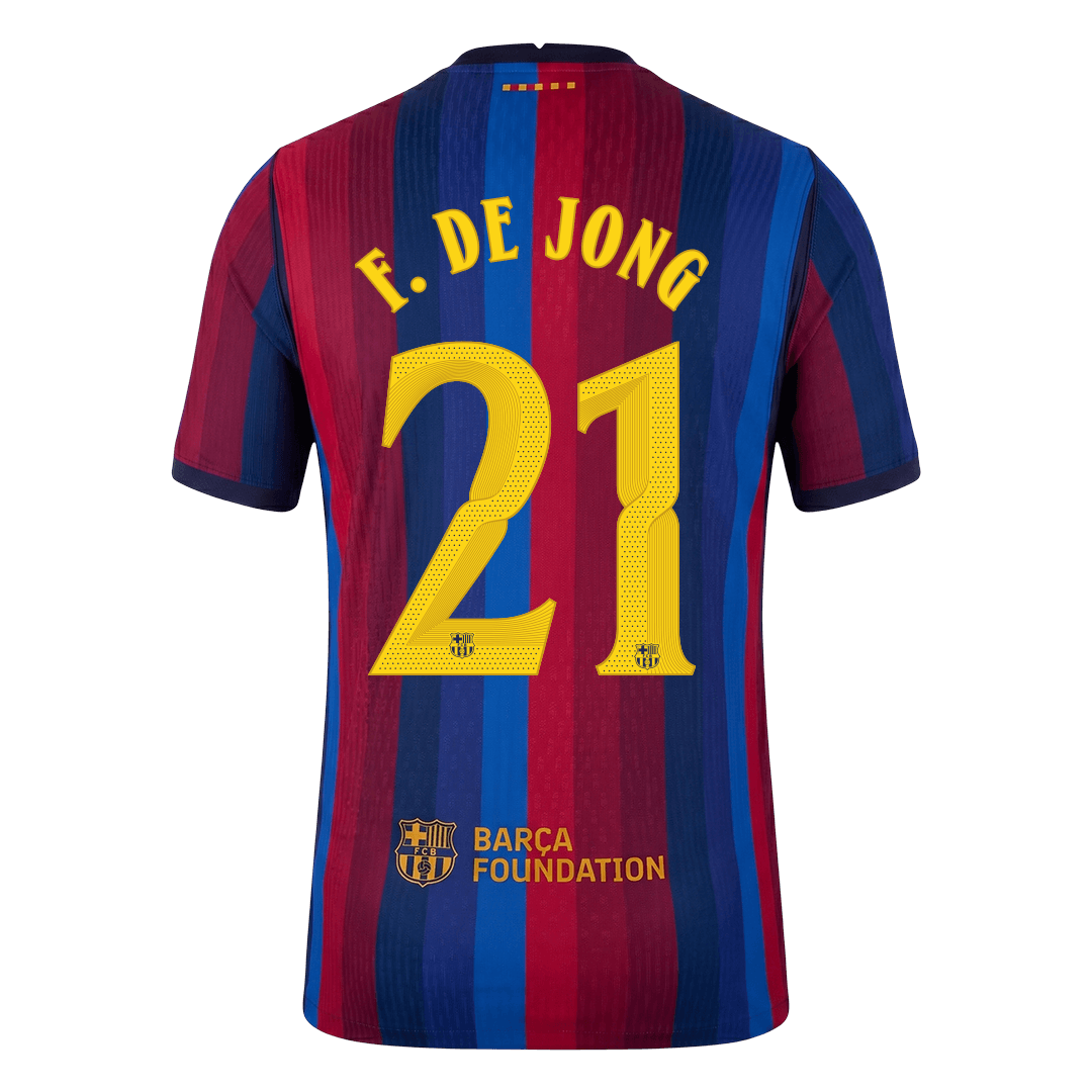 F. DE JONG #21 Barcelona Játékos Verzió Hazai Mez 2026/27 Piros & Kék - UCL