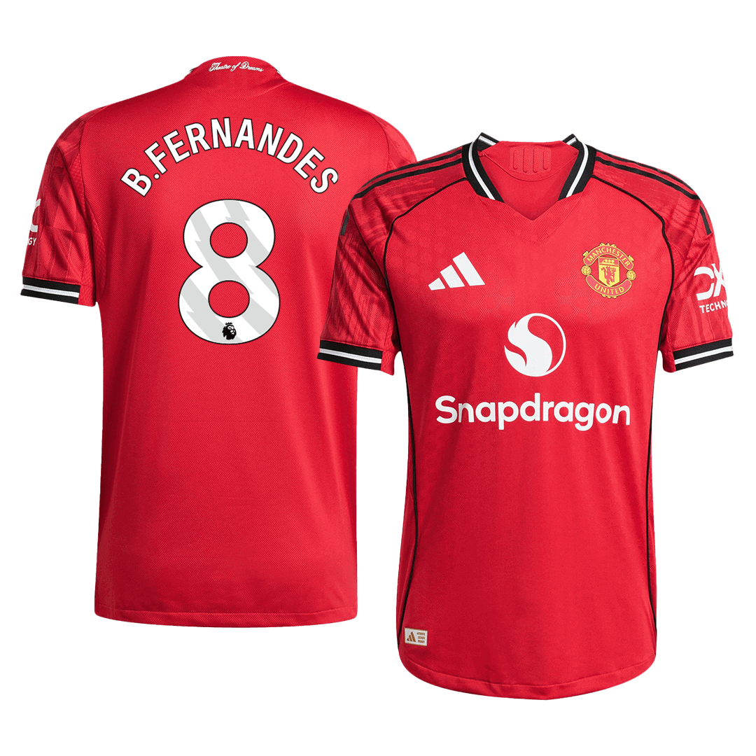 B.FERNANDES #8 Játékos Manchester United Otthon Soccer Mez 2025/26 Piros