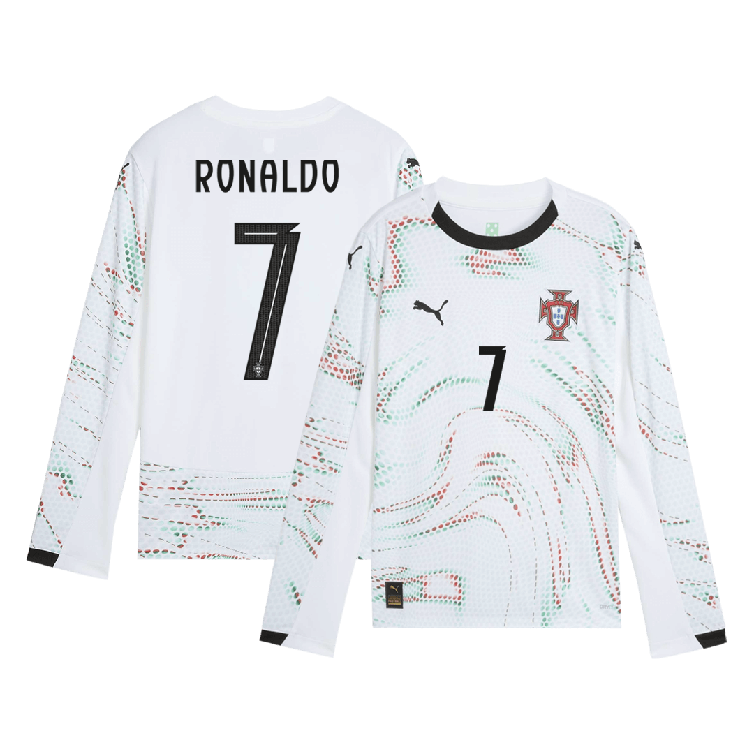 RONALDO #7 Portugal Idegenbeli Hosszú Ujjú Mez 2025- Fehér