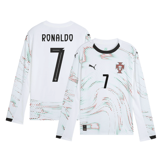 RONALDO #7 Portugal Idegenbeli Hosszú Ujjú Mez 2025- Fehér