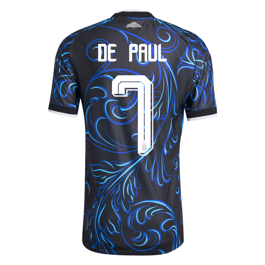 DE PAUL #7 Argentína Játékos Verzió Idegenbeli Mez Világbajnoki 2026 Fekete
