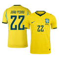 JOÃO PEDRO #22 Brazília Játékos Verzió Hazai Mez Világbajnoki 2026 Sárga