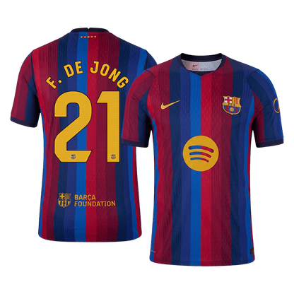 F. DE JONG #21 Barcelona Játékos Verzió Hazai Mez 2026/27 Piros & Kék