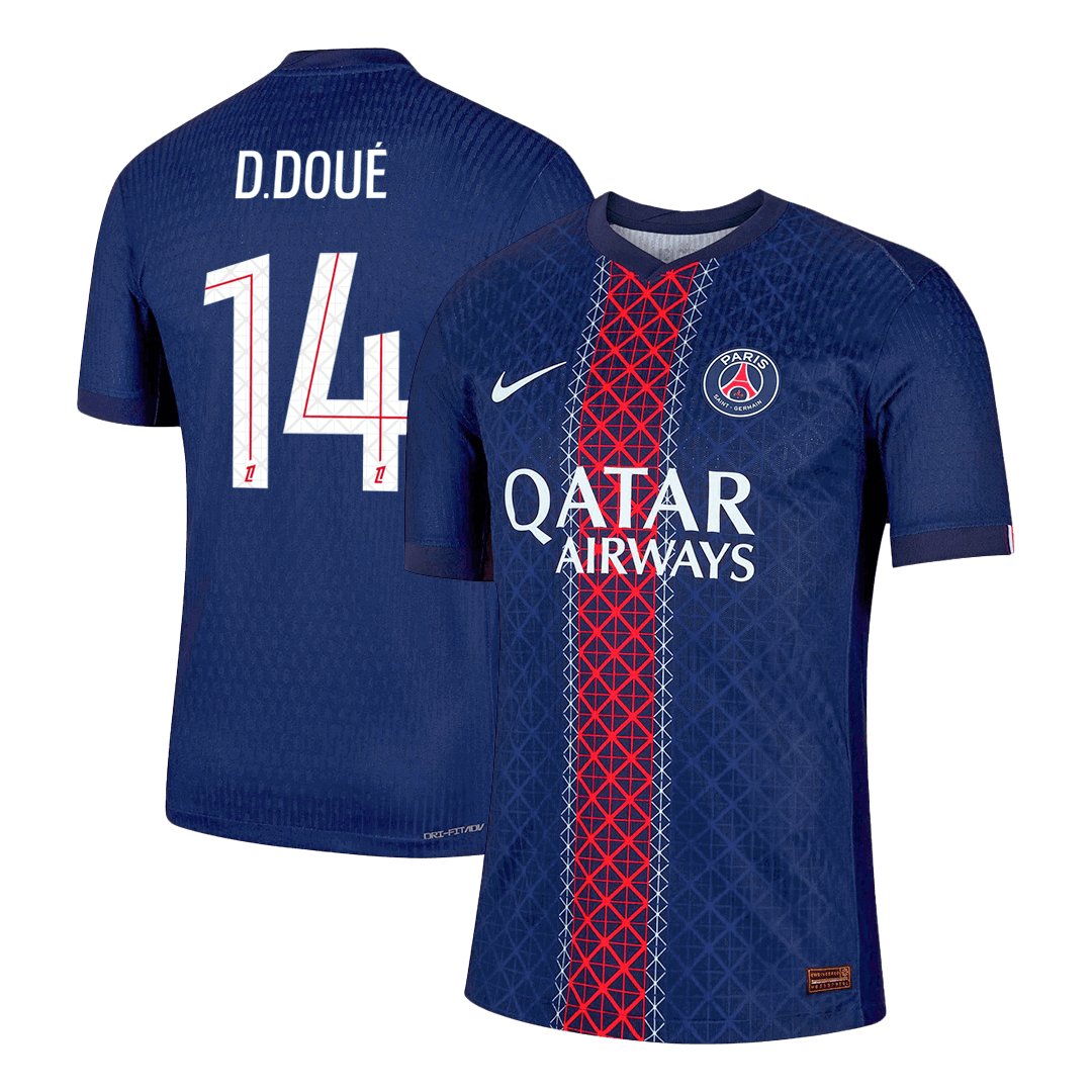 D.DOUÉ #14 Játékos PSG Otthon Soccer Mez 2025/26 Haditengerészet