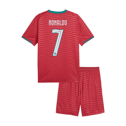 Portugália RONALDO #7 Gyerek Hazai Világbajnokság Mez Készlet(Mez+Nadrág) 2026 Piros