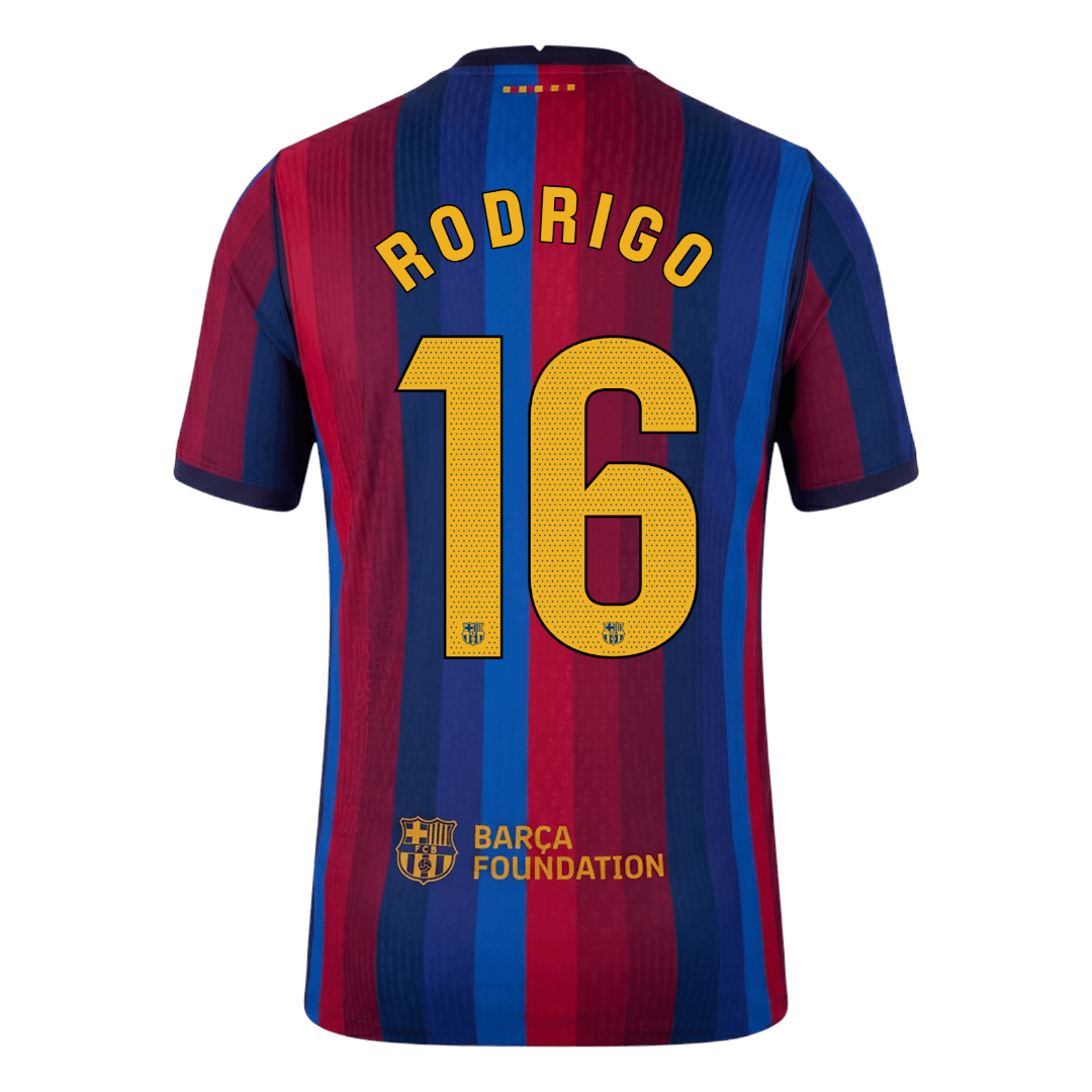 RODRIGO #16 Barcelona Játékos Verzió Hazai Mez 2026/27 Piros & Kék