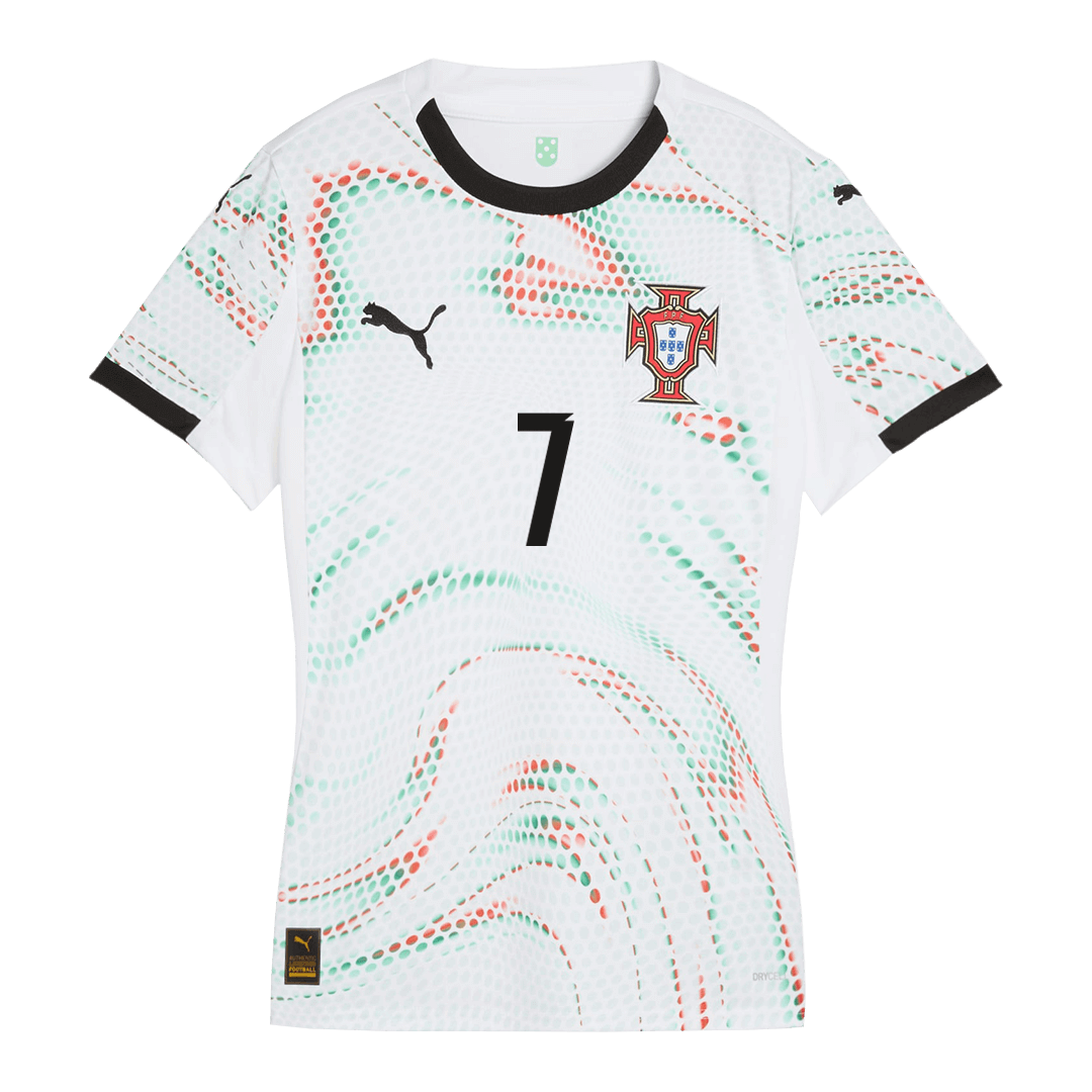 Női RONALDO #7 Portugal Idegenbeli Futball Mez 2025 Fehér