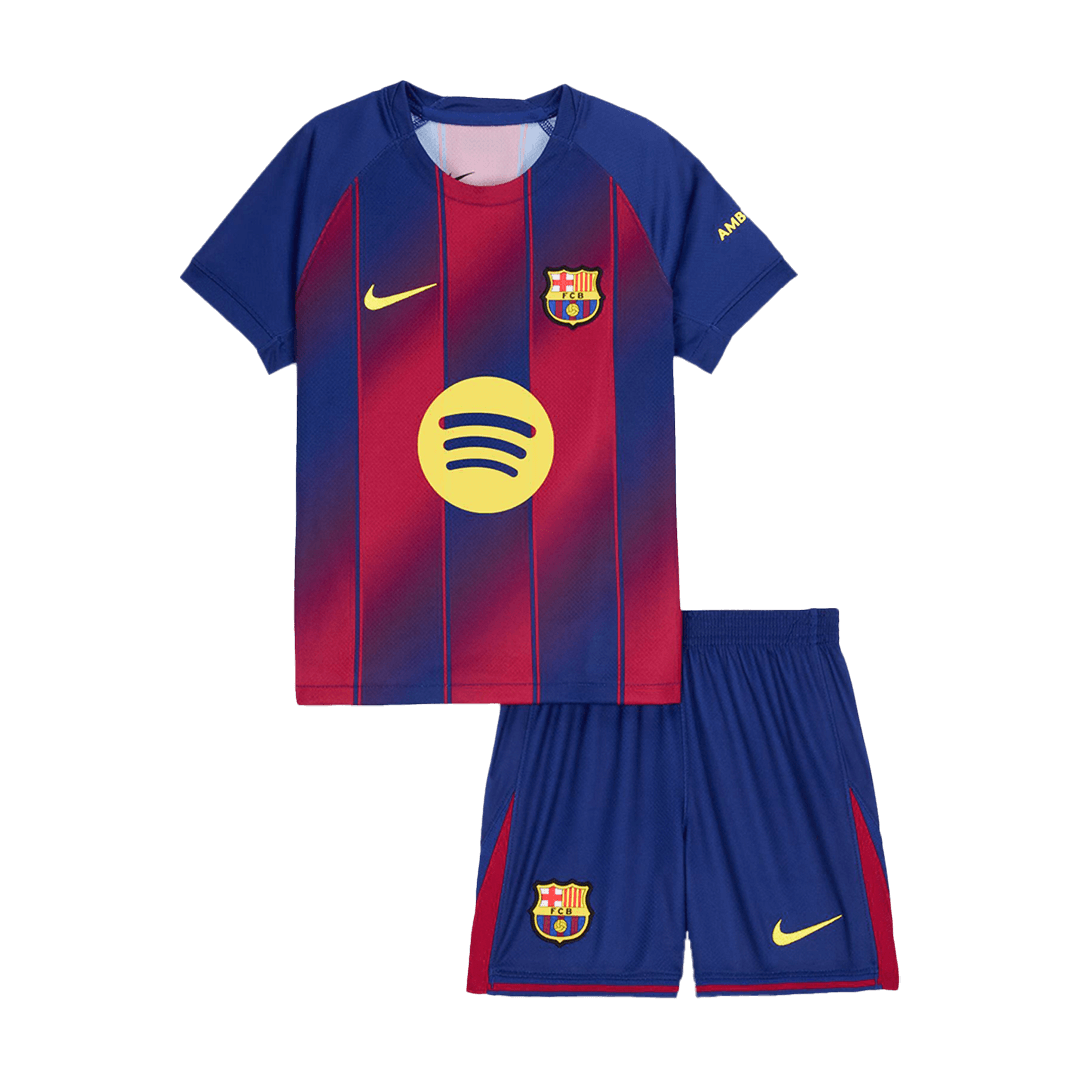 Kid's Barcelona Hazai Soccer Mez Készlet(Mez+Rövidnadrág) 2025/26 Piros&Kék