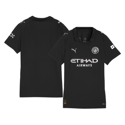 Női Manchester City Idegenbeli Futball Mez 2025/26 Fekete