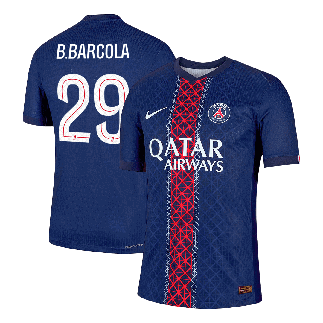 B.BARCOLA #29 Játékos PSG Otthon Soccer Mez 2025/26 Haditengerészet