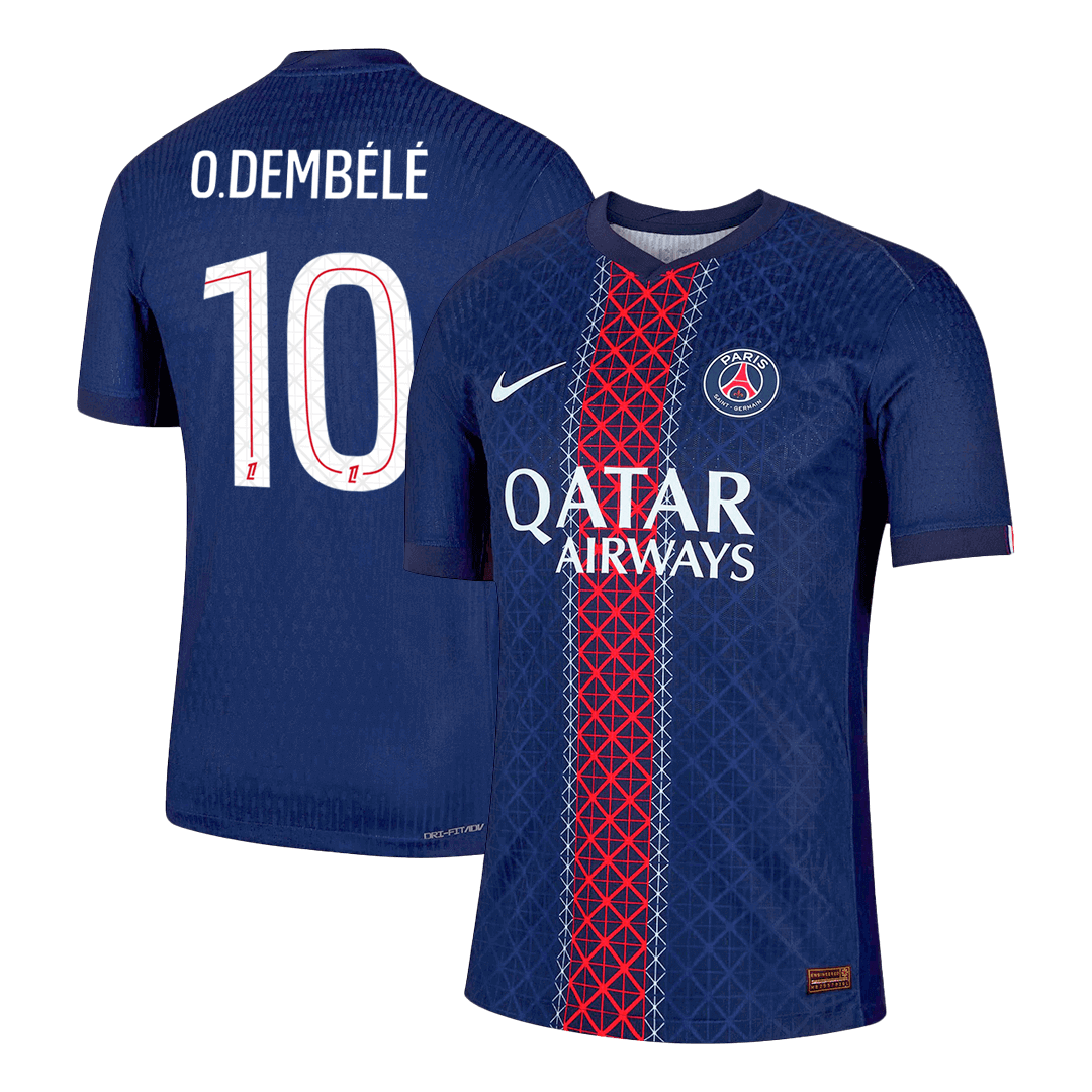 O.DEMBÉLÉ #10 Játékos PSG Otthon Soccer Mez 2025/26 Haditengerészet