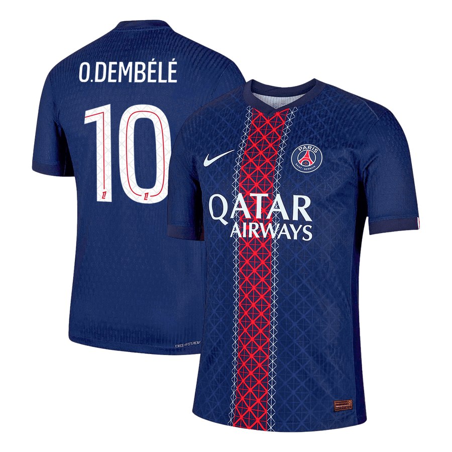 O.DEMBÉLÉ #10 Játékos PSG Otthon Soccer Mez 2025/26 Haditengerészet