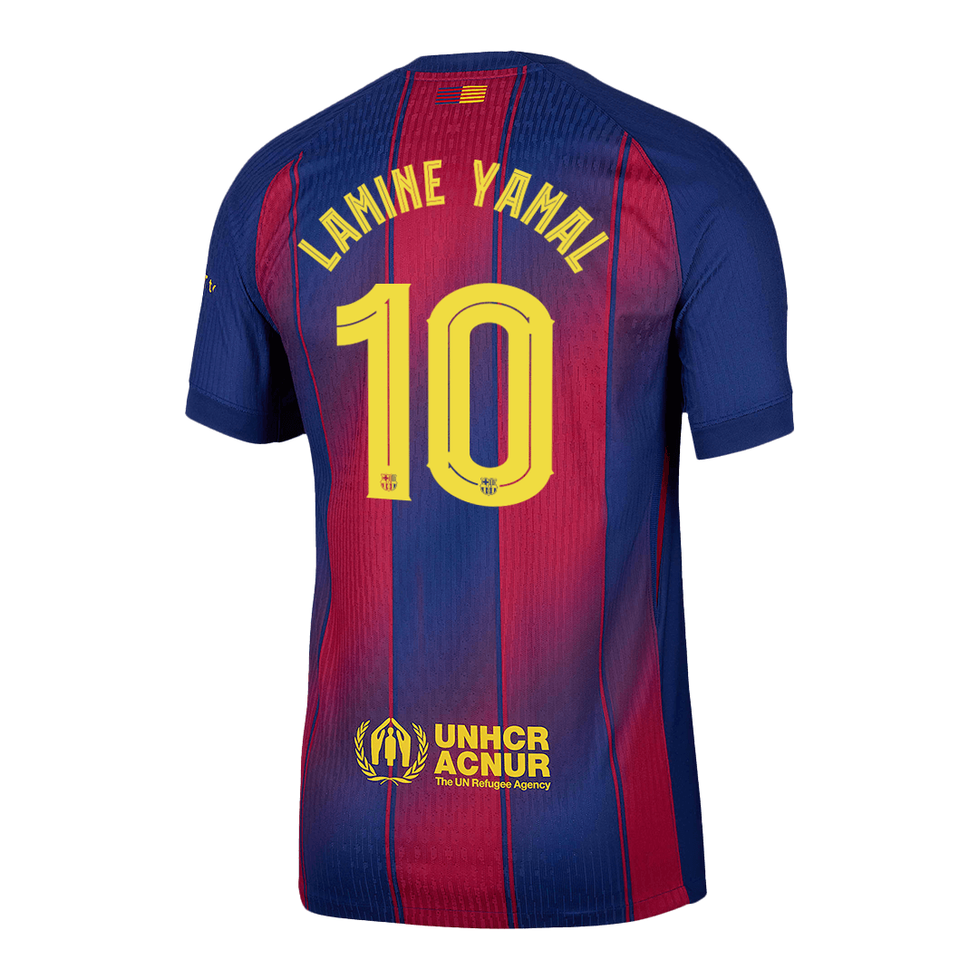 LAMINE YAMAL #10 Játékos Barcelona Otthon Soccer Mez 2025/26 Piros&Kék - UCL