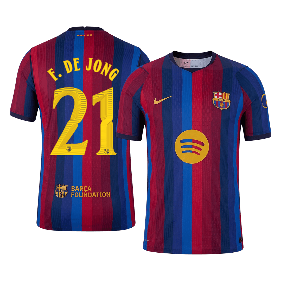 F. DE JONG #21 Barcelona Játékos Verzió Hazai Mez 2026/27 Piros & Kék - UCL