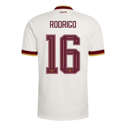 RODRIGO #16 Spanyolország Játékos Verzió Idegenbeli Mez Világbajnoki 2026 Fehér