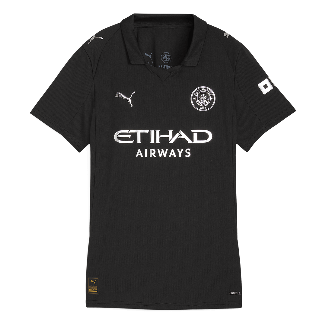 Női Manchester City Idegenbeli Futball Mez 2025/26 Fekete