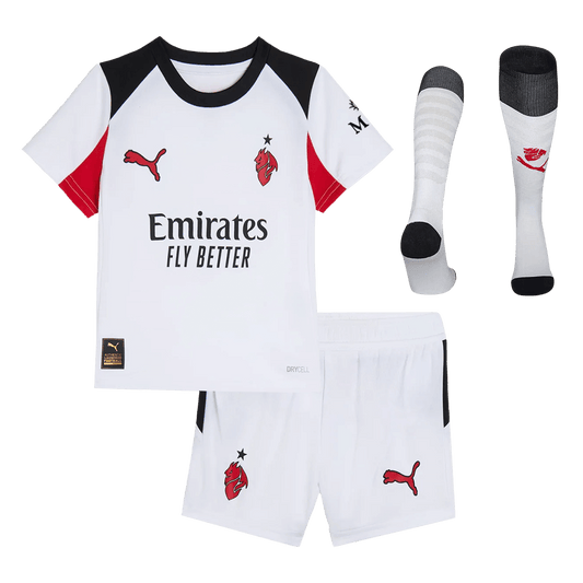 AC Milan Gyerek Idegenbeli Mez Készlet(Mez+Nadrág+Zokni) 2025/26 Fehér