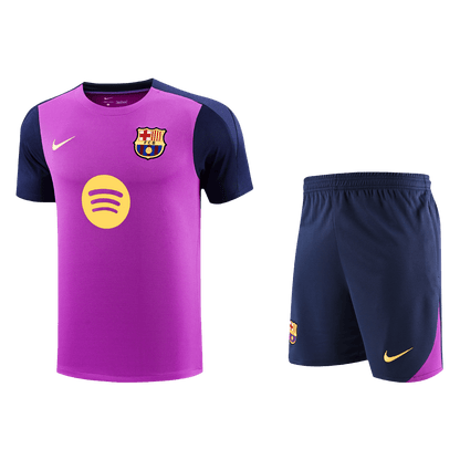 Barcelona Előtti-Mérkőzés Edzés Soccer Mez Készlet(Mez+Rövidnadrág) 25/26 Lila