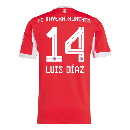 LUIS DÍAZ #14 Bayern Munich Otthon Soccer Mez 2025/26 Piros