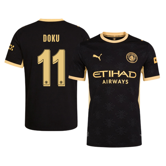 DOKU #11 Manchester City Játékos Verzió Idegenbeli Mez 2026/27 Fekete - UCL