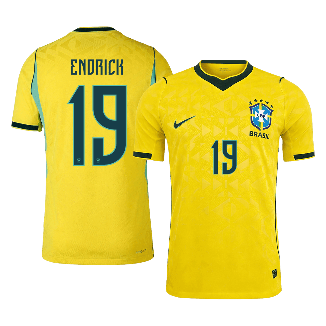ENDRICK #19 Brazília Játékos Verzió Hazai Mez Világbajnoki 2026 Sárga