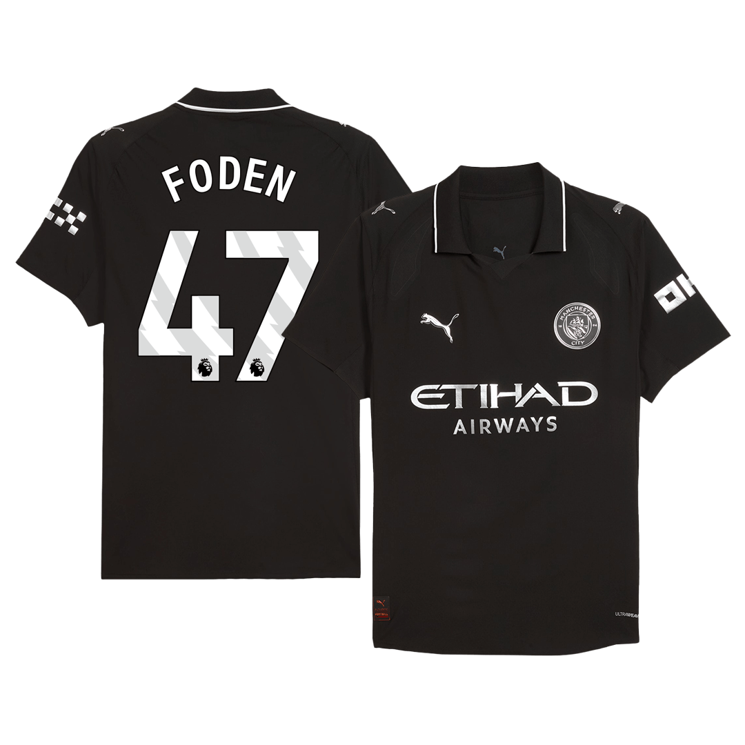 FODEN #47 Játékos Manchester City Idegenbeli Soccer Mez 2025/26 Fekete