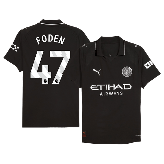 FODEN #47 Játékos Manchester City Idegenbeli Soccer Mez 2025/26 Fekete