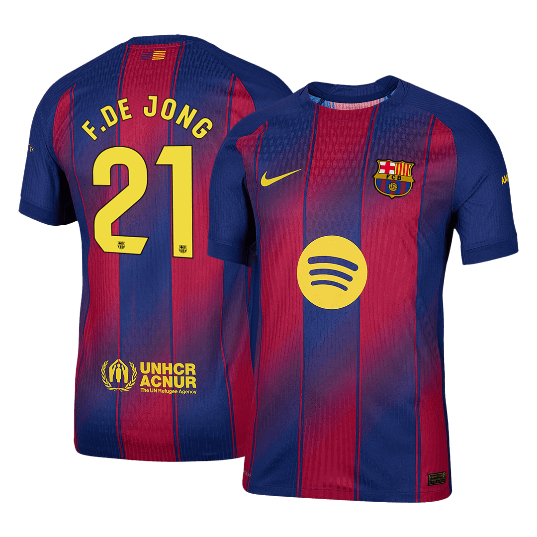 F.DE JONG #21 Játékos Barcelona Otthon Soccer Mez 2025/26 Piros&Kék