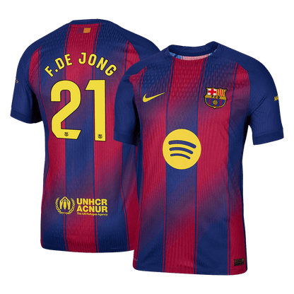 F.DE JONG #21 Játékos Barcelona Otthon Soccer Mez 2025/26 Piros&Kék